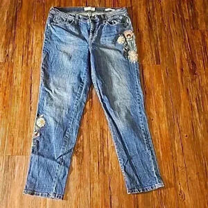 Womens Jessica Simpson Embroidered Boyfriend Jean Sz 29 27" inseam